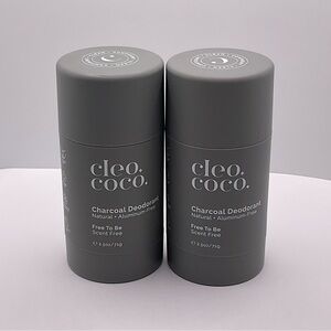 Cleo Coco Charcoal Deodorant Natural Aluminum & Scent Free ~ Bundle of 2